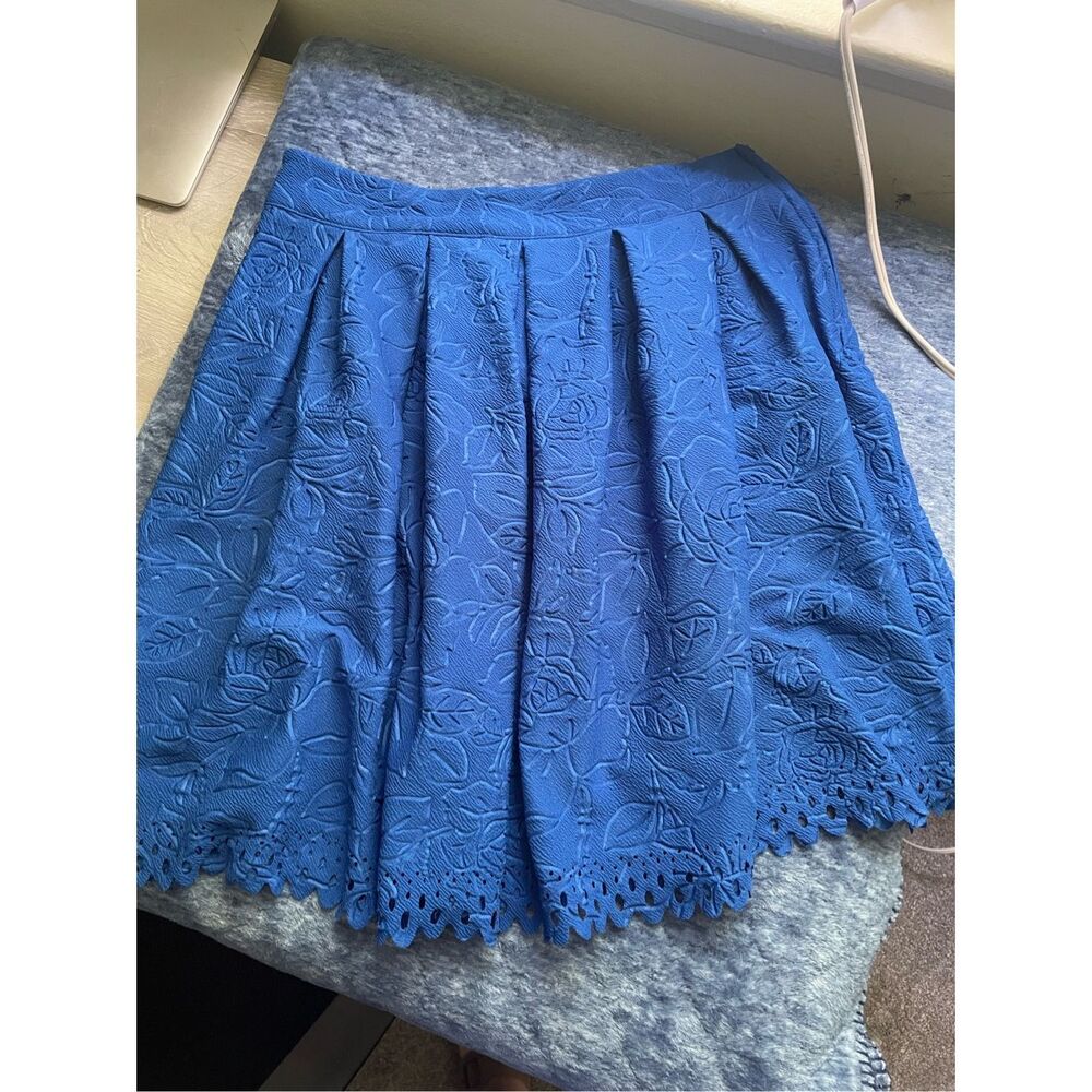 miami Royal Blue Embroidered Midi Skirt